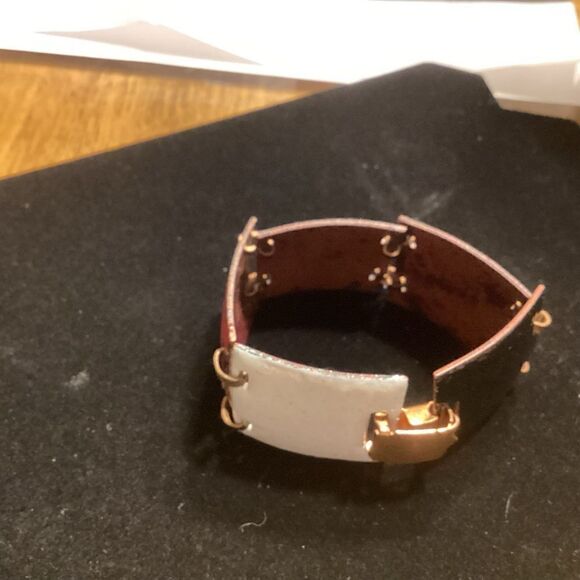 Vintage Coppertone Red, White & Blue Enamel Bracelet - Picture 3 of 6